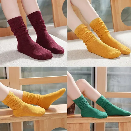 Vista 5 de 6 pares de calcetines largos para niñas pequeñas, hasta la rodilla, de algodón, para niños