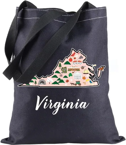 Vista 8 de BLUPARK Virginia Locale Tote Bag Born in Virginia Gift Bolsa de compras de viaje Virginia Map Regalo