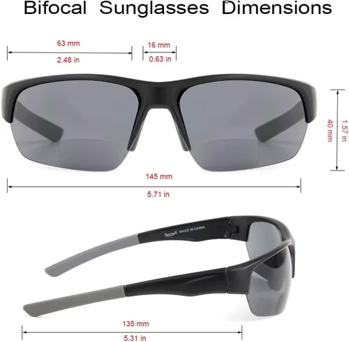 Vista 3 de Paquete de 3 lentes de sol bifocales de lectura para hombres y mujeres con almohadilla nasal ajustable, lectores de sol tintados envolventes