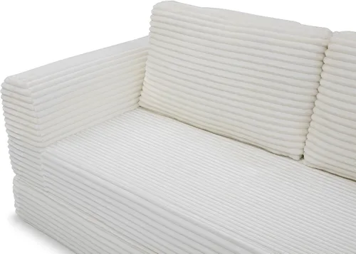Vista 6 de 2-in-1 Folding Convertible Sofa Bed, Corduroy Sleeper Couch with 2*Pillows, Futon Modular Upholstered Boneless Loveseat with Pull-Out Bed, Folding