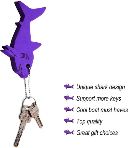 Vista 8 de Liangery Floating Keychain for Boat Keys Marine Fishing Float Key Chain in Shark Style Floating Key Ring with Great Buoyance