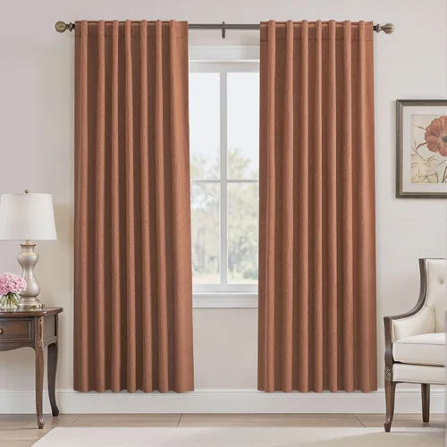 Vista 99 de UHITECH Cortinas cortas de lino de 24 pulgadas de largo para ventanas pequeñas de granja, cortinas opacas modernas para sala de estar, pestañas