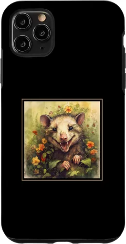 Vista 11 de iPhone 14 Zarigüeya Jardín Flores Pintura Mascota Mamá Papá Caso