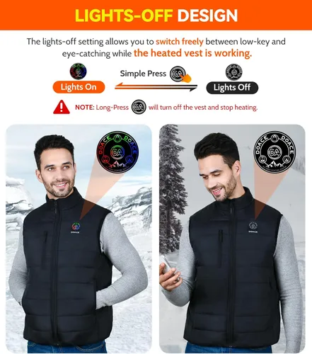 Vista 4 de DOACE Chaleco térmico mejorado para hombres y mujeres, chaleco de calefacción eléctrica inteligente, chaqueta térmica ligera (batería no incluida)