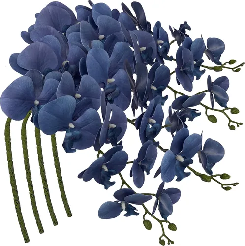 Vista 8 de FagusHome Phalaenopsis - Flores artificiales de 9 cabezas, 4 piezas de orquídeas artificiales de 42 pulgadas, plantas de tallo para decoración