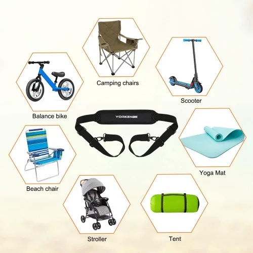 Vista 5 de Correa de transporte para silla plegable, correas ajustables para silla de playa, mochila, para playa, camping