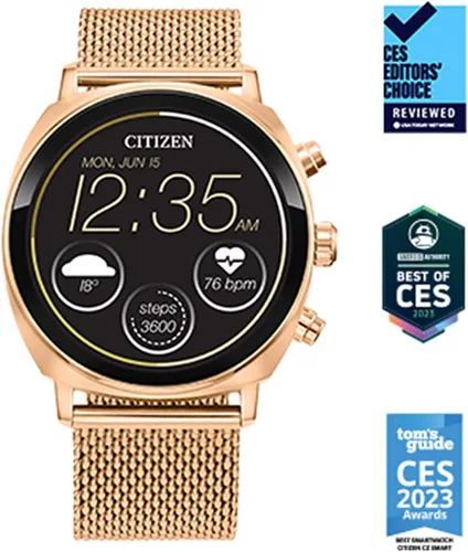 Vista 6 de Citizen CZ Smart PQ2 - Reloj inteligente unisex de 1.614 in con aplicación YouQ con IBM Watson® AI y NASA Research, Wear OS por Google, recursos Oro