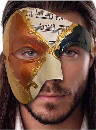 Vista 42 de Máscara de mascarada para hombre, máscara del fantasma de la ópera, máscara de baile de graduación, Mardi Gras, Haloween veneciano, media cara