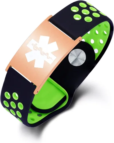 Vista 23 de Pulsera de alerta médica personalizada para mujeres y hombres, pulseras de identificación médica deportiva de silicona con grabado gratuito, pulsera