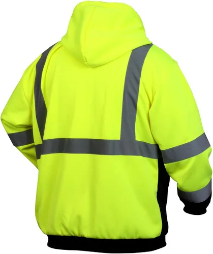 Vista 7 de Pyramex RSZH32 Series Sudaderas Hi Vis Lime Zipper Sudadera con parte inferior negra