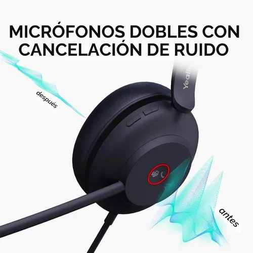 Vista 2 de Yealink UH37 - Auriculares USB con micrófono para PC y laptop, auriculares