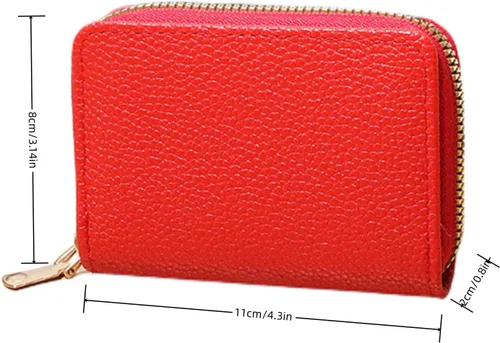 Vista 6 de PEIQICHU Estuches de tarjetas para mujer, Rojo -, Moda