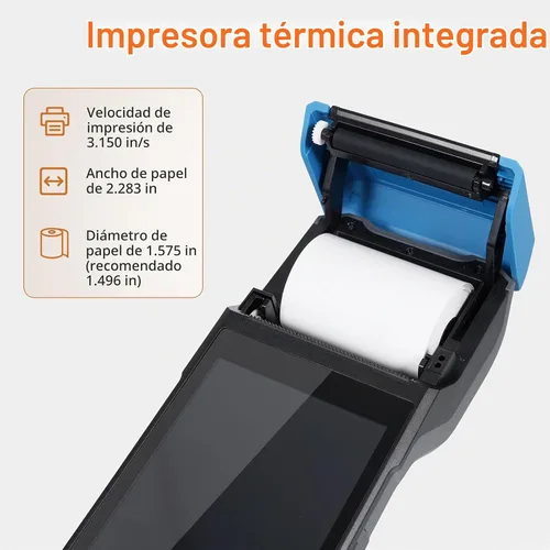 Vista 2 de Bisofice PDA portátil 4G POS Android 13.0 impresora de recibos 2GB+16GB, cámara 5M, escáner de código de barras 1D 2D, conexión de red completa