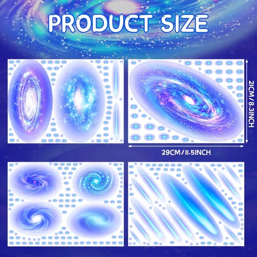 Vista 2 de Spakon 289 calcomanías de pared de galaxia que brillan en la oscuridad