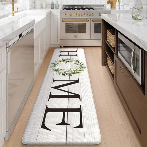 Vista 39 de KIMODE - Alfombra de cocina antifatiga para el piso, de 17.3 x 29 pulgadas, alfombra de cocina de estilo rústico, antideslizante, acolchada