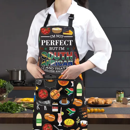 Vista 6 de JXGZSO South Africa Kitchen Apron South Africa Culture Gift South Africa Adjustable Apron South Africa Travel Souvenir Gift