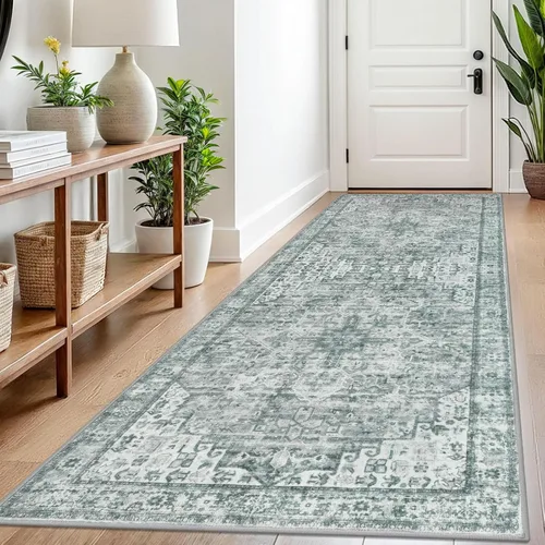 Vista 130 de SIILOOM Alfombra lavable de 2 x 3 pies, alfombra suave color taupe ceniza para entrada, tapete antideslizante para puerta de interior, tapete