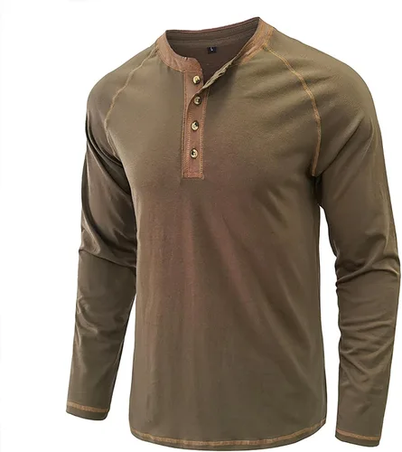 Vista 2 de micidad Men's Henley Shirt Casual Long Sleeve Cotton Top Fall Comfy Lightweight Button T Shirts