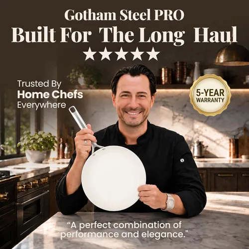 Vista 7 de GOTHAM STEEL PRO 13pc Anodized Pots and Pans Set Non Stick Ceramic Cookware Cream
