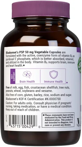 Vista 3 de Bluebonnet Nutrición - CellularActive P-5-P 50mg - 90 Cápsulas Vegetarianas