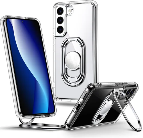 Vista 7 de Shields Up Funda para Samsung Galaxy S22 con soporte, Galaxy S22 transparente con soporte de doble anillo [ajustable y plegable] Funda protectora a