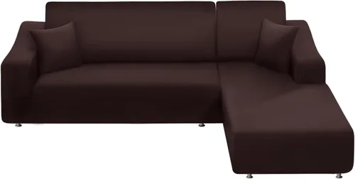 Vista 13 de NAISI Funda para sofá en forma de L, 2 piezas, funda elástica suave con 2 fundas de almohada, protector de muebles, fundas de sofá seccional de 3