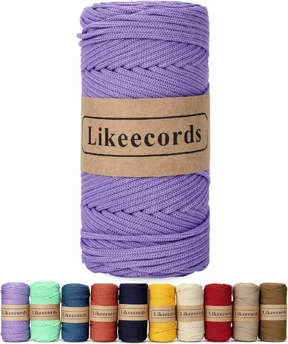 Vista 9 de Likeecords Cordón de macramé trenzado de poliéster de 0.157 in, 140 yardas, 426 pies, hilo elástico para bolsa de ganchillo para manualidades