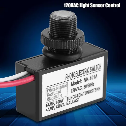 Vista 3 de Interruptor fotoeléctrico, 120VAC Sensor de luz Control automático encendido apagado interruptor fotoeléctrico para accesorios de iluminación