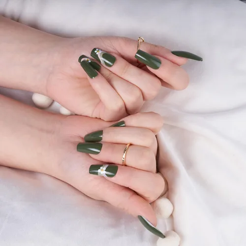 Vista 10 de Gold Finger - Kit de uñas postizas de cobertura completa con pegamento, diseño moderno, gel listo para usar, uñas medianas, largas y extralargas
