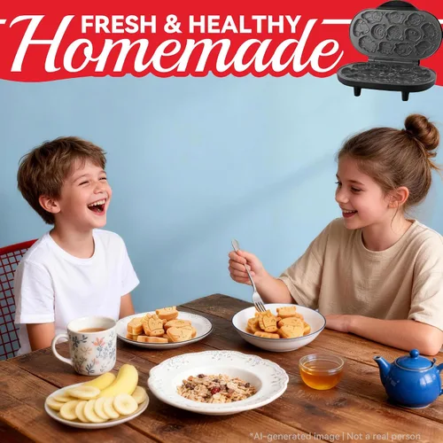 Vista 6 de SugarWhisk Animal Mini Waffle Maker for Kids, Mini Pancakes Maker Machine with 12 Different Animal Pancake Molds, Small Waffle Maker Iron, Excellent