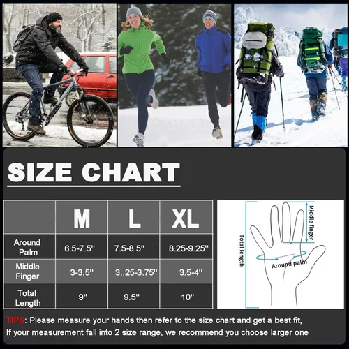 Vista 7 de weiatas Winter Fingerless Gloves for Men Women Touch Screen, Cold Weather Thermal Sport Gloves for Fishing Running Cycling Driving Hiking, Warm