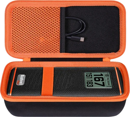 Vista 8 de co2CREA Funda rígida compatible con altavoz GPS Bushnell Golf Wingman View Estuche negro + cremallera naranja
