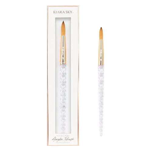 Vista 11 de Kiara Sky Pincel Acrílico #8 - Negro 100% Puro Kolinsky Mango de Corte de Cristal y Resistente al Acetona