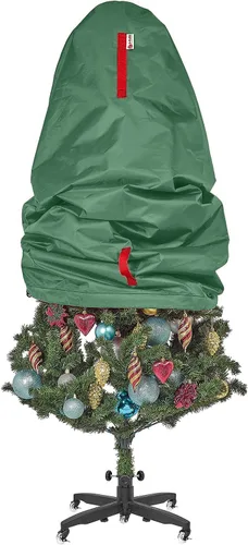 Vista 17 de Bolsa de almacenamiento vertical para árbol de Navidad - Se adapta a árboles artificiales de 7 pies y árboles topiarios de Navidad, cubierta Verde