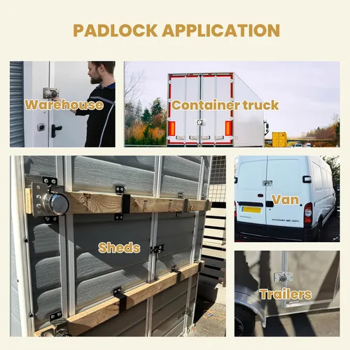 Vista 6 de 2 Pack de Candado para Puerta de Furgoneta con Llaves Iguales, Candado Resistente de Acero Sólido de 73MM, Candado de Seguridad para Cobertizo