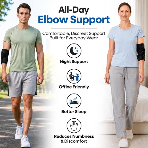 Vista 6 de Codera para tendinitis de codo Soporte de túnel cubital para dormir Soporte de brazo y manga de compresión inmovilizadora para alivio del dolor