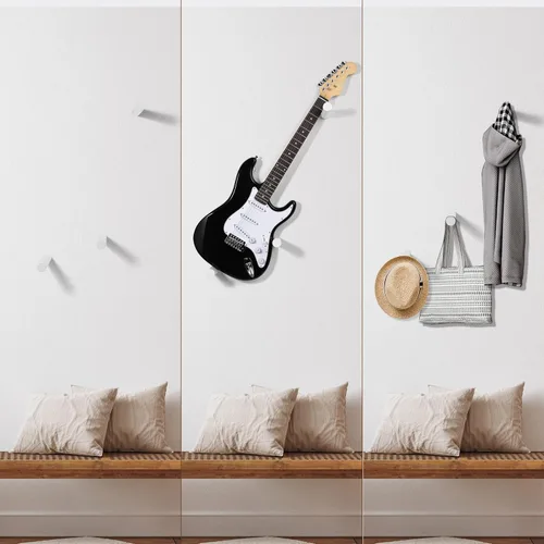 Vista 9 de Soporte de pared para guitarra eléctrica horizontal, suspensión de guitarra de madera maciza Blanco