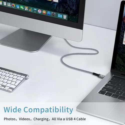 Vista 5 de LanSenSu Cable USB4 de 240 W, 1 pie, transmisión de datos de 40 GBps, carga súper rápida PD de 240 W (48 V5A), extensión HD de 8K a 60 Hz