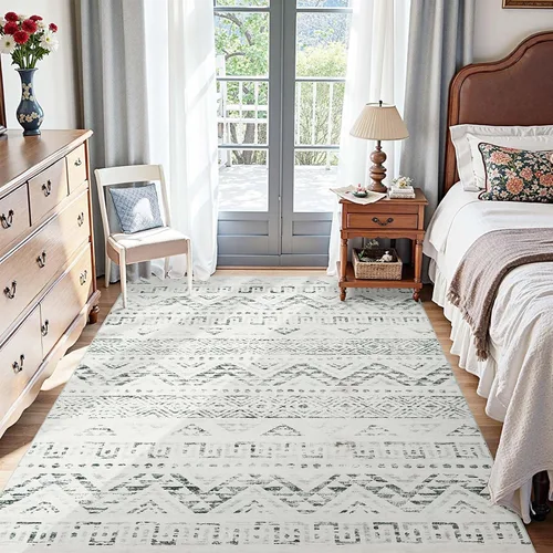 Vista 98 de jinchan - Tapete de pasillo marroquí de 2 x 6 pies con líneas, bohemio, lavable, para cocina, suave, geométrico, de lana sintética, antideslizante
