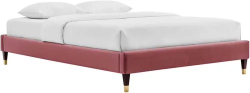 Vista 3 de Modway MOD-6268-DUS Harlow - Marco de cama con plataforma de terciopelo de rendimiento individual, color rosa polvoriento