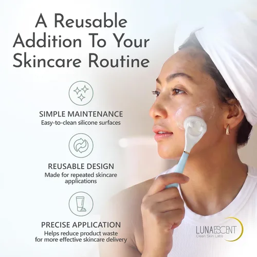 Vista 6 de Aplicador de suero para cara, aplicador solo azul cielo, herramienta reutilizable para el cuidado de la piel para sueros, aceites, protector solar