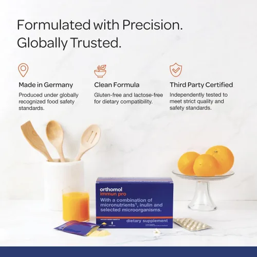 Vista 8 de Orthomol Immun Pro, apoyo inmunológico, suplemento probiótico para la salud intestinal, fibra prebiótica de inulina, suministro para 30 días