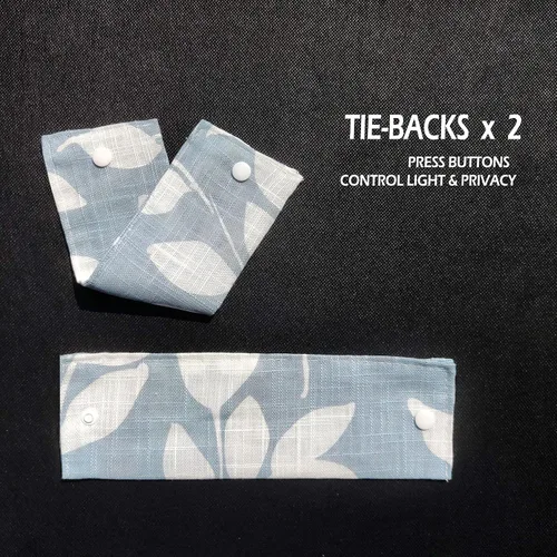 Vista 6 de Treatmentex Paneles de puerta francesa con luz lateral azul y blanca de 40 pulgadas de largo, estampado de hojas largas, cortinas de ventana