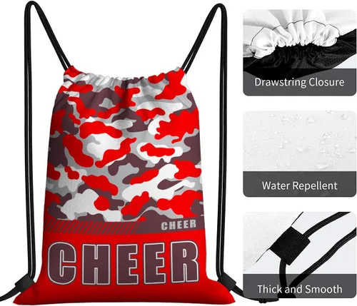 Vista 16 de Mochila con cordón impermeable para gimnasio, bolsas con cordón, bolsa de cuerda deportiva, mochila de camuflaje, Bolsas con cordón Cheer - Bolsas