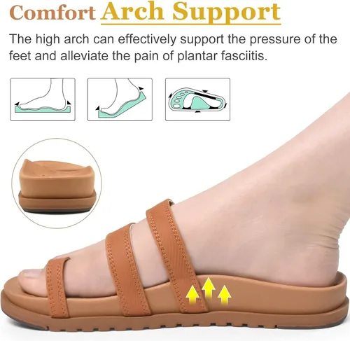Vista 4 de KuaiLu Sandalias para mujer con fascitis plantar, soporte de arco de moda, cómodas, ajustables, ligeras, ortopédicas