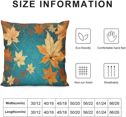 Vista 3 de Fundas de almohada de hojas de arce punteadas naranjas y amarillas, fundas de almohada de cosecha de temporada naranja cuadrado para sofá, sala