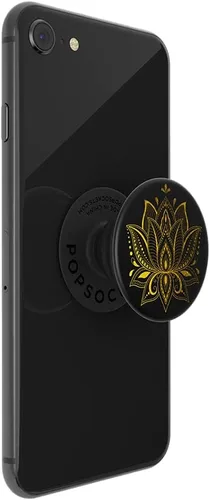 Vista 5 de Agarre para teléfono PopSockets con soporte expansible, agarre adhesivo - Golden Prana Black Sujeción segura y cómoda, anticaída, soporte, luna