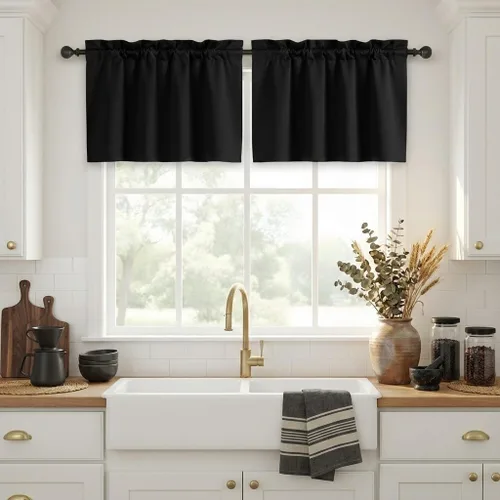 Vista 30 de NICETOWN Cortinas Opacas Cortas - Tratamiento de Ventana con Aislamiento Térmico, Niveles de Cortina Pequeños para Sala de Estar/Cocina, 2 Paneles