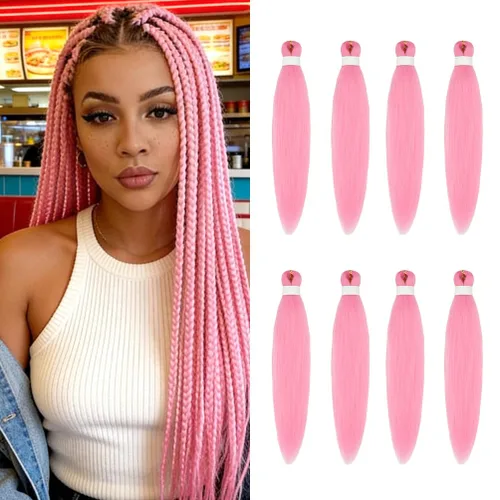 Vista 89 de 8 paquetes de extensiones preestiradas - 16 pulgadas de cabello trenzado premium, 55G/paquete, sin picazón, fijación en agua caliente, textura Perm