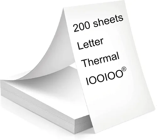 Vista 6 de IOOIOO Papel de impresora térmica BPS libre de BPA, (100 páginas, Continuo, sin marca, 3 años)